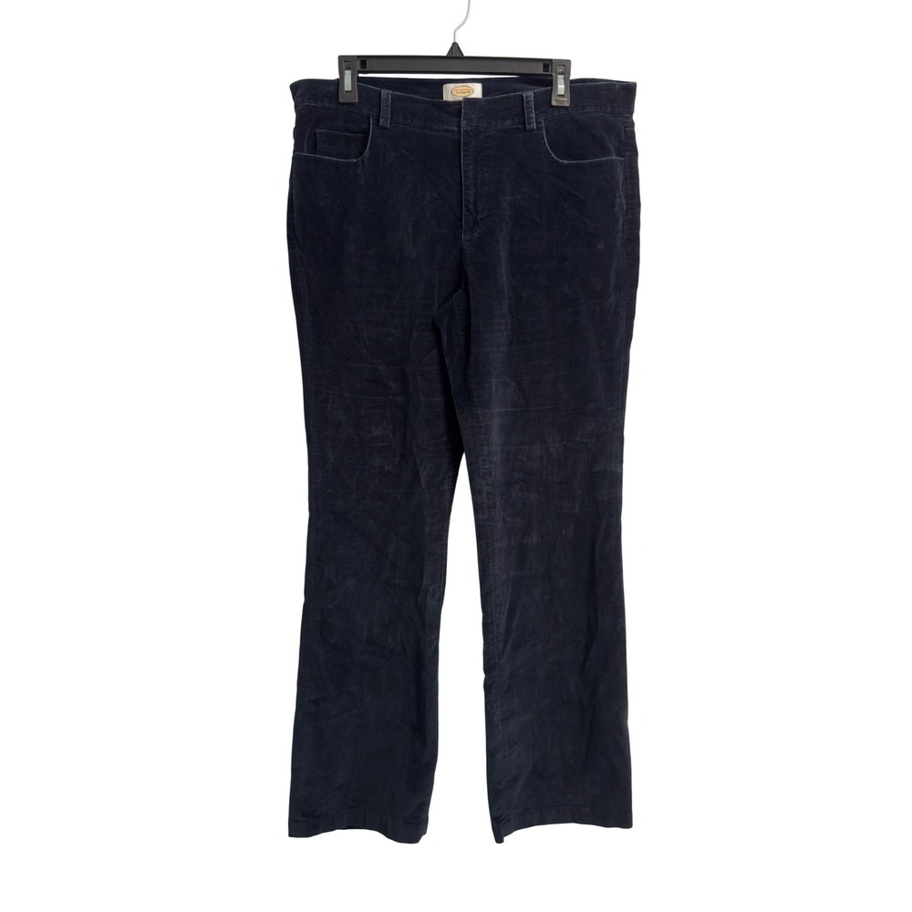 Talbots Womens Navy Blue Velvet Stretch Straight Leg Pants Size 12 Mid Rise